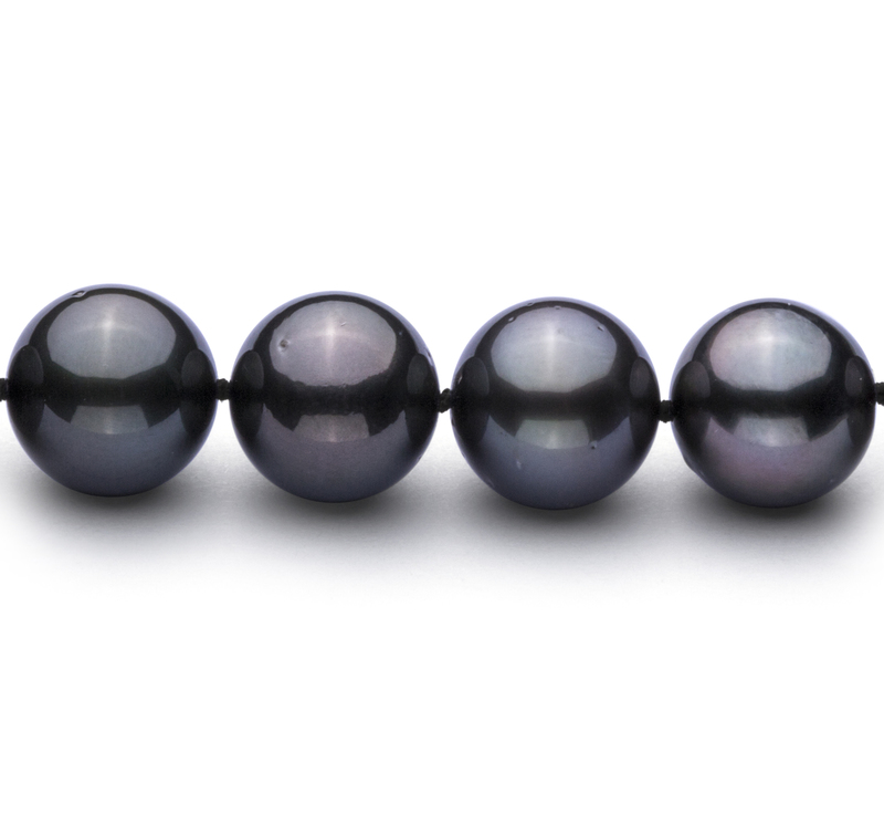 Halskette mit schwarzen, 11.1-11.94mm großen Tihitianischen Perlen in AAA-Qualität