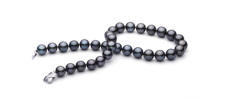 Halskette mit schwarzen, 12.01-13.08mm großen Tihitianischen Perlen in AAA-Qualität