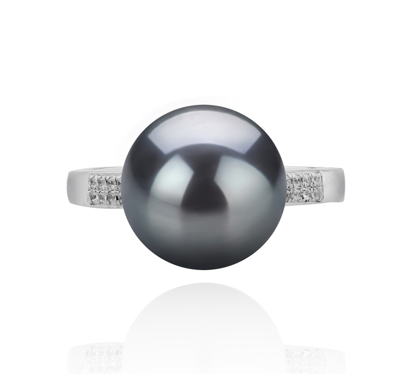10-11mm AAAA Quality Freshwater Cultured Pearl Ring in Oana Black