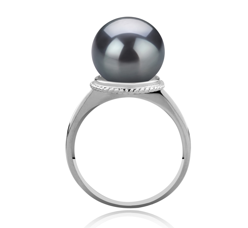 Ring mit schwarzen, 10-11mm großen Tihitianischen Perlen in AAA-Qualität , Tindra