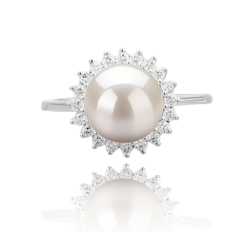 8-9mm AAAA Quality Freshwater Cultured Pearl Ring in Dreama White