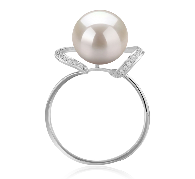 10-11mm AAAA Quality Freshwater Cultured Pearl Ring in Sheila White