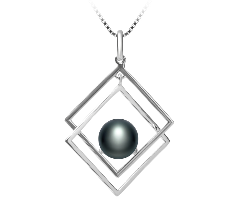 8-9mm AAA Quality Freshwater Cultured Pearl Set in Lilian Black