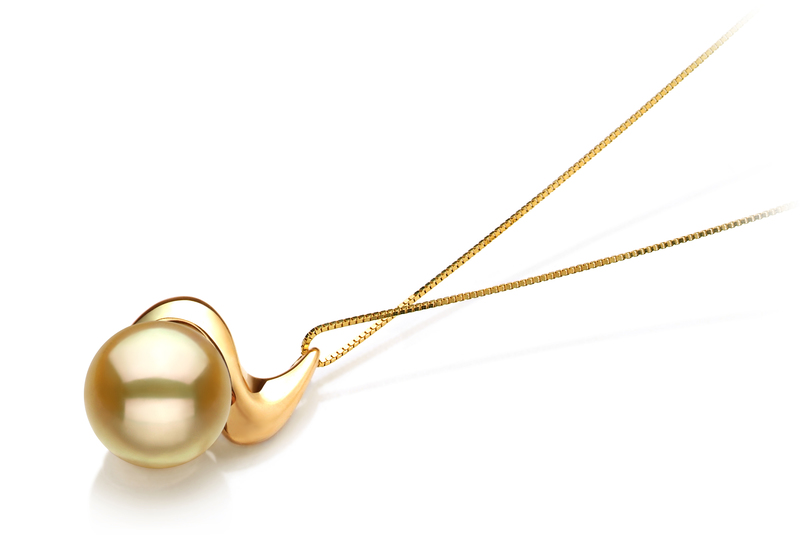 10-11mm AA Quality South Sea Cultured Pearl Pendant in Rosalie Gold