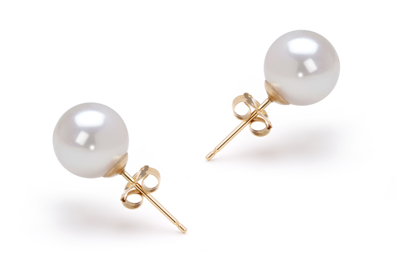 Paar Ohrringe mit weißen, 7.5-8mm großen Janischen Akoya Perlen in AAA-Qualität , Safina