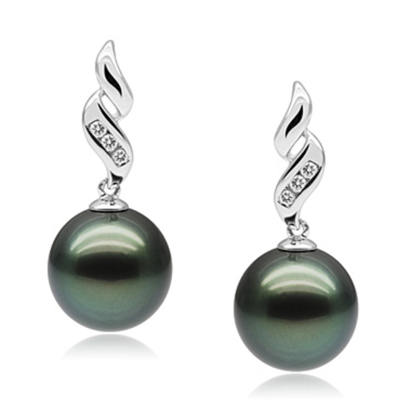 Set mit schwarzer, 9-11mm großer Tahitianischer Perle in AAA-Qualität , Seductive