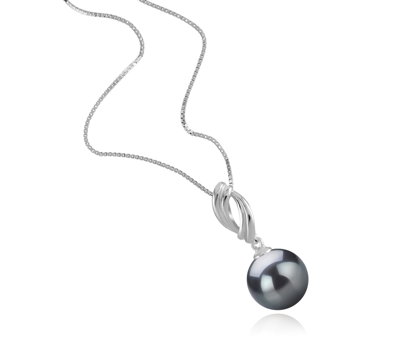 Anhänger mit schwarzen, 9-10mm großen Tihitianischen Perlen in AAA-Qualität , Shamara