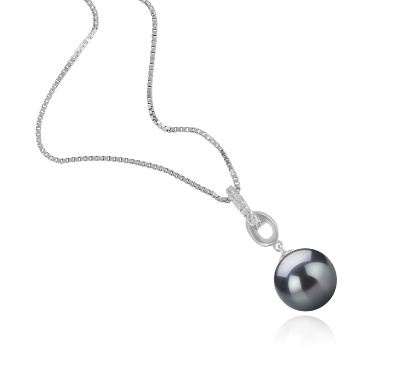 Anhänger mit schwarzen, 9-10mm großen Tihitianischen Perlen in AAA-Qualität , Sierra