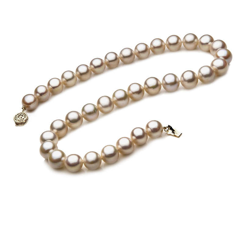 Halskette mit weißen, 10.5-11.5mm großen Süßwasserperlen in AAA-Qualität , Soluna