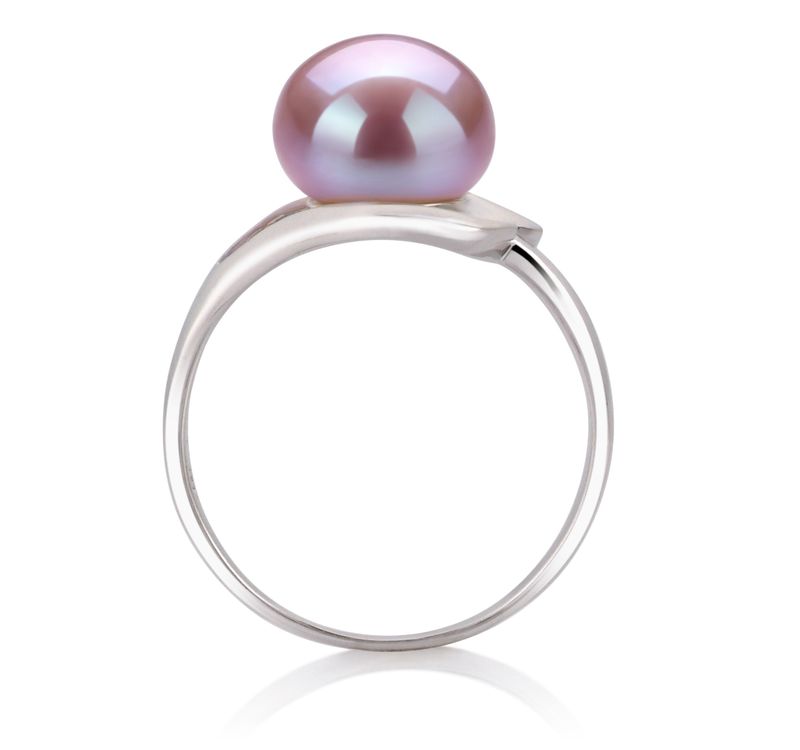 Ring mit lavendelfarbenen, 9-10mm großen Süßwasserperlen in AA-Qualität , Sonja