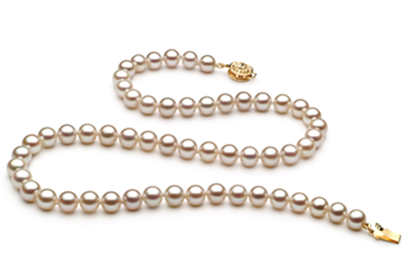 Halskette mit weißen, 6-7mm großen Süßwasserperlen in AAAA-Qualität , Syltje