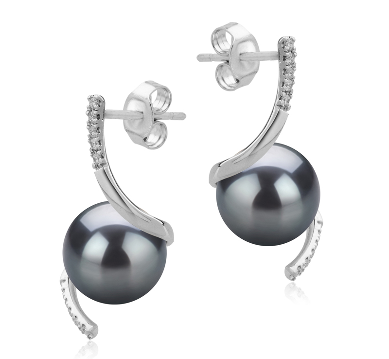 Paar Ohrringe mit schwarzen, 8-9mm großen Süßwasserperlen in AAAA-Qualität , Mathilde