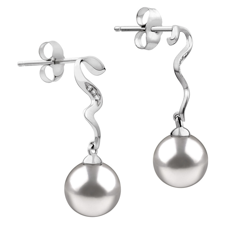 Paar Ohrringe mit weißen, 8-9mm großen Janischen Akoya Perlen in AAA-Qualität , Tamara
