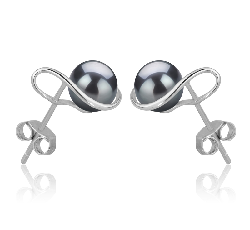 Paar Ohrringe mit schwarzen, 6-7mm großen Süßwasserperlen in AAAA-Qualität , Tamika