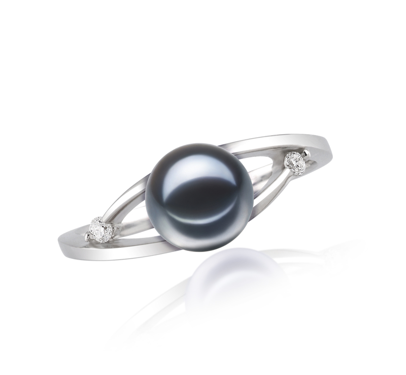 Ring mit schwarzen, 6-7mm großen Süßwasserperlen in AAAA-Qualität , Tanya