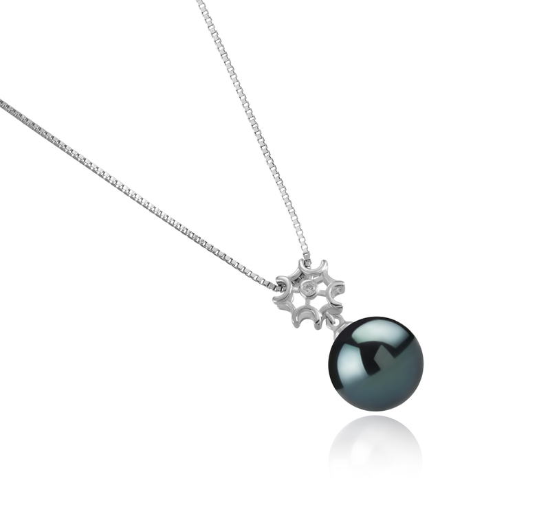 Anhänger mit schwarzen, 11-12mm großen Tihitianischen Perlen in AAA-Qualität , Tatiana