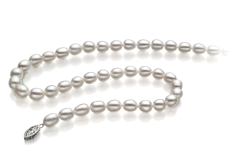8.5-9.5mm AA-Qualität Süßwasser Perlenhalskette in Tropfen Weiß