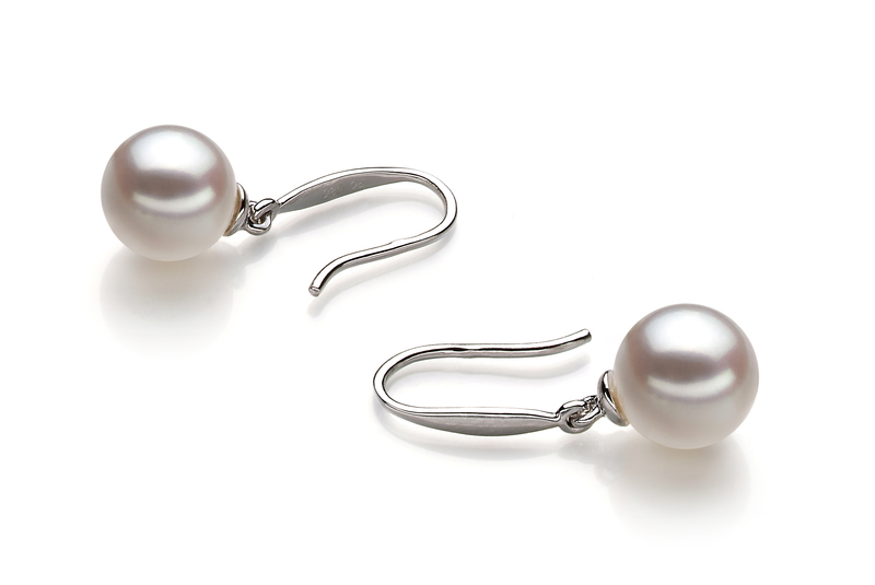 Paar Ohrringe mit weißen, 7-8mm großen Janischen Akoya Perlen in AA-Qualität , Veronika
