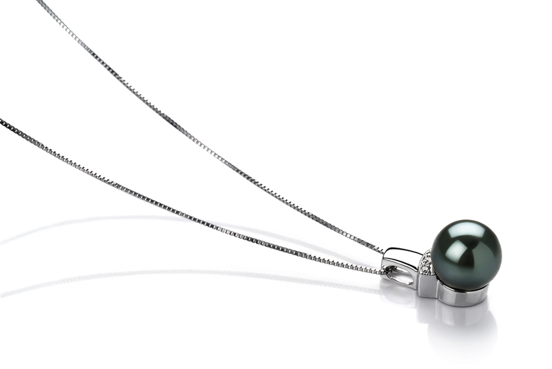 Anhänger mit schwarzen, 8-9mm großen Tihitianischen Perlen in AAA-Qualität , Viviane