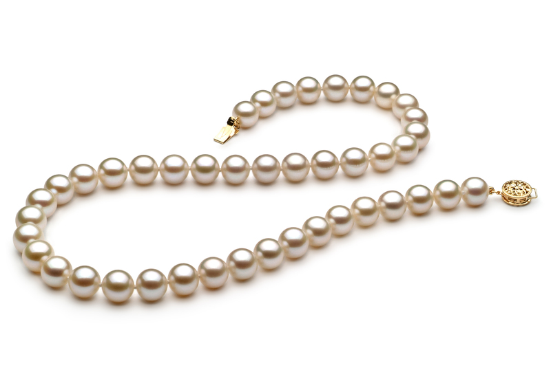 Halskette mit weißen, 8-8.5mm großen Süßwasserperlen in AAAA-Qualität , Vivienne