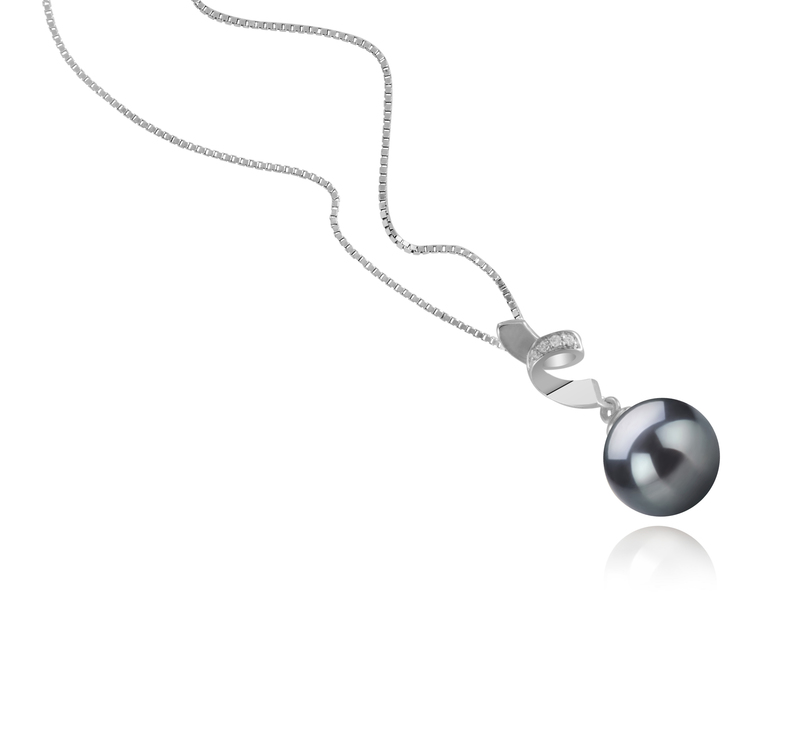 Anhänger mit schwarzen, 9-10mm großen Tihitianischen Perlen in AAA-Qualität , Winola