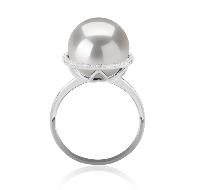 Ring mit weißen, 12-13mm großen Süßwasserperlen Edison in AA+-Qualität , Yanaka