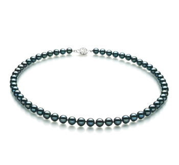 Halskette mit schwarzen, 6.5-7mm großen Janischen Akoya Perlen in AA-Qualität , Adeline