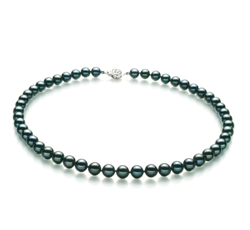 Halskette mit schwarzen, 7.5-8mm großen Janischen Akoya Perlen in AA-Qualität , Anna
