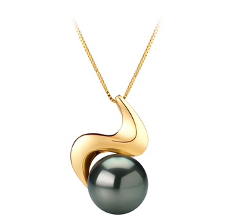 Anhänger mit schwarzen, 10-10.5mm großen Tihitianischen Perlen in AAA-Qualität , Annina