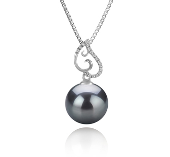 Anhänger mit schwarzen, 10-11mm großen Tihitianischen Perlen in AAA-Qualität , Belinda