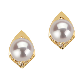 Paar Ohrringe mit weißen, 7-8mm großen Janischen Akoya Perlen in AAA-Qualität , Catrina