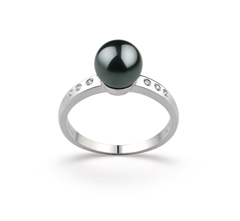 7.5-8mm AAA-Qualität Japanische Akoya Perlenringe in Cecelia Schwarz 7.5-8mm AAA-Qualität Japanische Akoya Perlenringe in Cecelia Schwarz