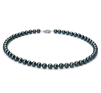 Halskette mit schwarzen, 6.5-7mm großen Janischen Akoya Perlen in AAA-Qualität , Chantal