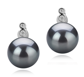 Paar Ohrringe mit schwarzen, 10-11mm großen Tihitianischen Perlen in AAA-Qualität , Hailey