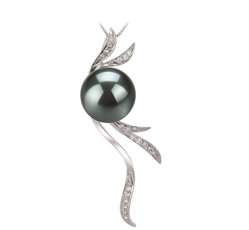 Anhänger mit schwarzen, 10-10.5mm großen Tihitianischen Perlen in AAA-Qualität , Janine