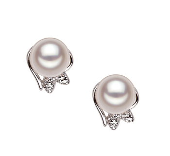 Paar Ohrringe mit weißen, 6-7mm großen Janischen Akoya Perlen in AA-Qualität , Judith