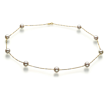 Halskette mit weißen, 7-8mm großen Janischen Akoya Perlen in AAA-Qualität , Lilly