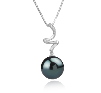 Anhänger mit schwarzen, 12-13mm großen Tihitianischen Perlen in AAA-Qualität , Lydia