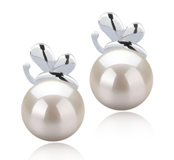 Paar Ohrringe mit weißen, 7-8mm großen Janischen Akoya Perlen in AA-Qualität , Marsha