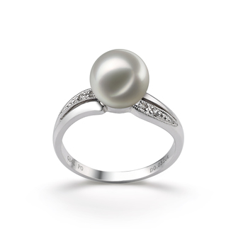 Ring mit weißen, 7-8mm großen Janischen Akoya Perlen in AAA-Qualität , Meike