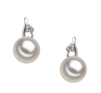 Paar Ohrringe mit weißen, 7-8mm großen Janischen Akoya Perlen in AA-Qualität , Melissa