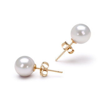 Paar Ohrringe mit weißen, 6.5-7mm großen Janischen Akoya Perlen in AAA-Qualität , Nellina