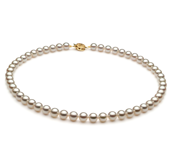 Halskette mit weißen, 6.5-7mm großen Janischen Akoya Perlen in AAA-Qualität , Nevia