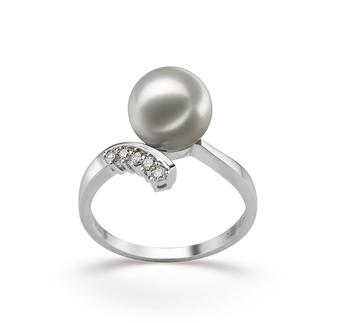 Ring mit weißen, 8-9mm großen Janischen Akoya Perlen in AA-Qualität , Olivia