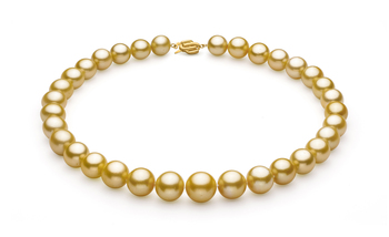 Halskette mit goldfarbenen, 11.53-15.2mm großen Südseeperlen in AAA+-Qualität
