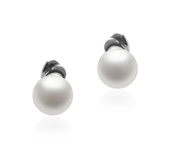 Paar Ohrringe mit weißen, 5-6mm großen Süßwasserperlen in AAA-Qualität , Arie