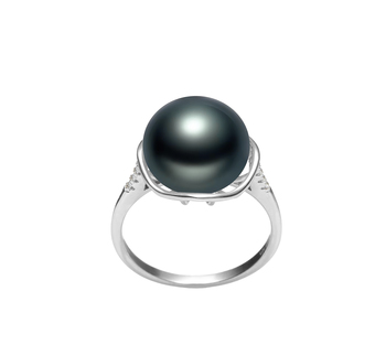 Ring mit schwarzen, 11-12mm großen Süßwasserperlen in AAA-Qualität , Kalina