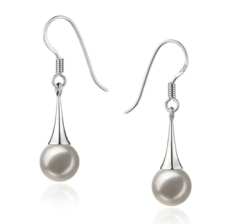 Paar Ohrringe mit weißen, 7-8mm großen Janischen Akoya Perlen in AA-Qualität , Sandra