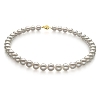 Halskette mit weißen, 9-10mm großen Süßwasserperlen in AAA-Qualität , Soluna