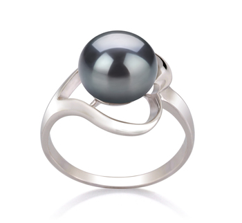 Ring mit schwarzen, 9-10mm großen Süßwasserperlen in AA-Qualität , Sonja